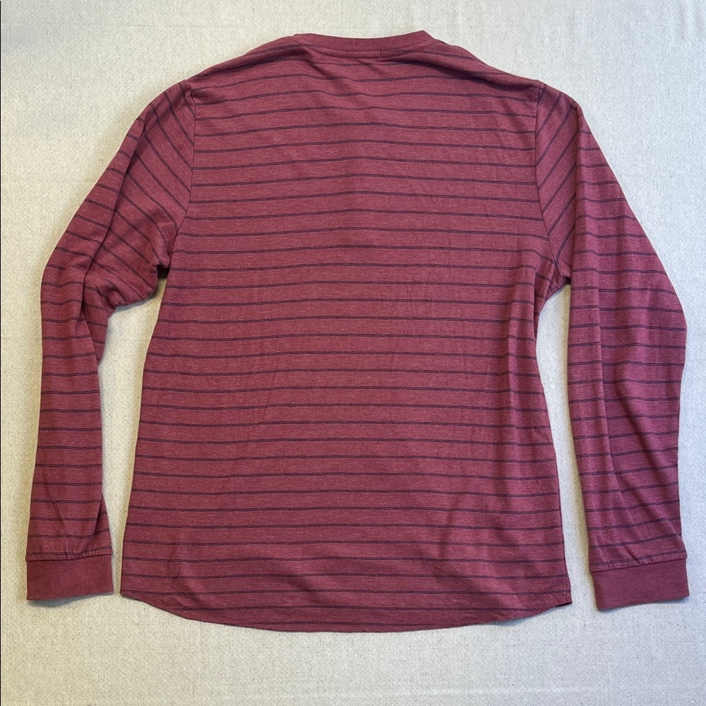 Marine Layer Men's Long Sleeve Henley - Maroon Stripes size L/XL - Picture 8 of 9